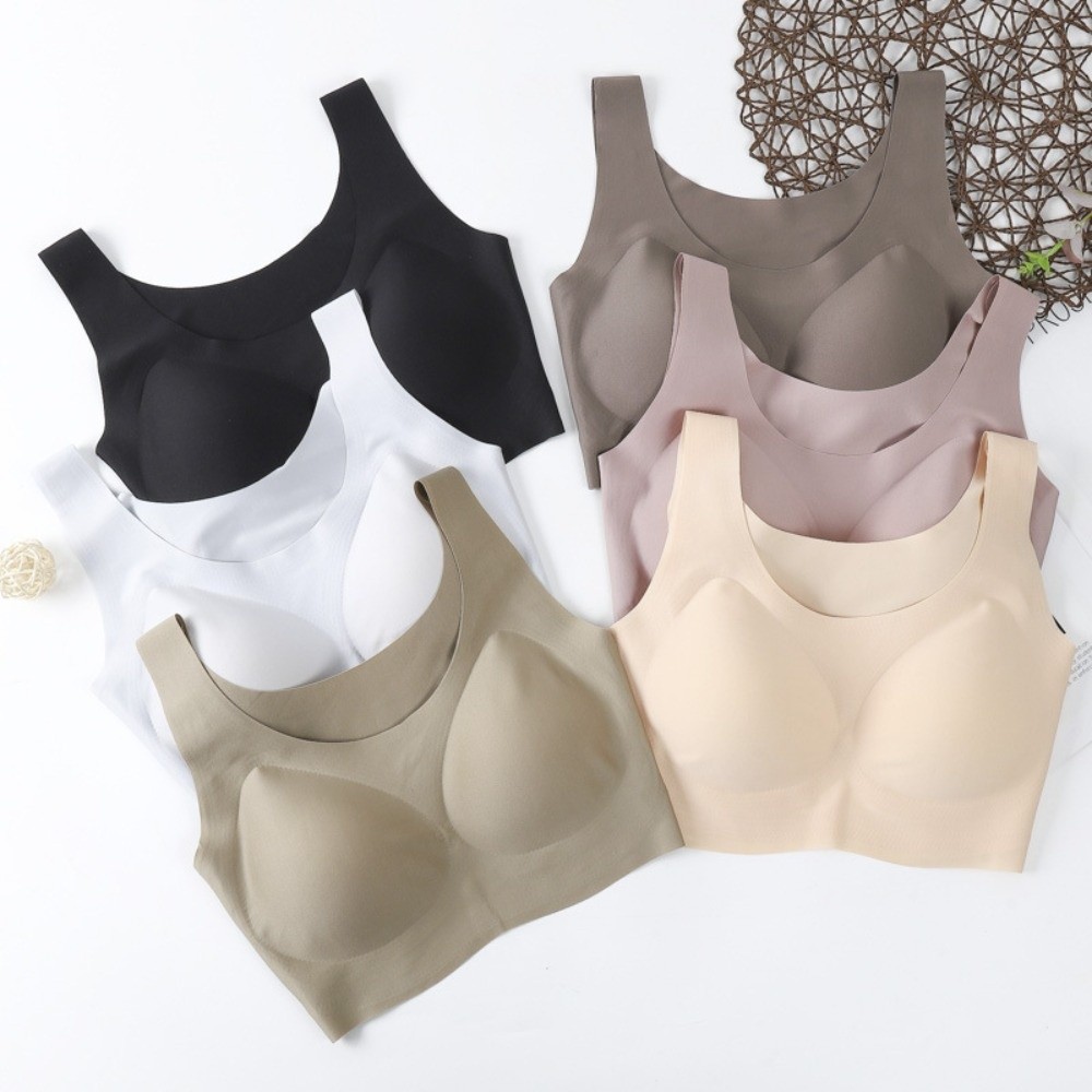 Bralette Wireless Soft - Soft Close-fitting Wireless Bra Shockproof Gathered