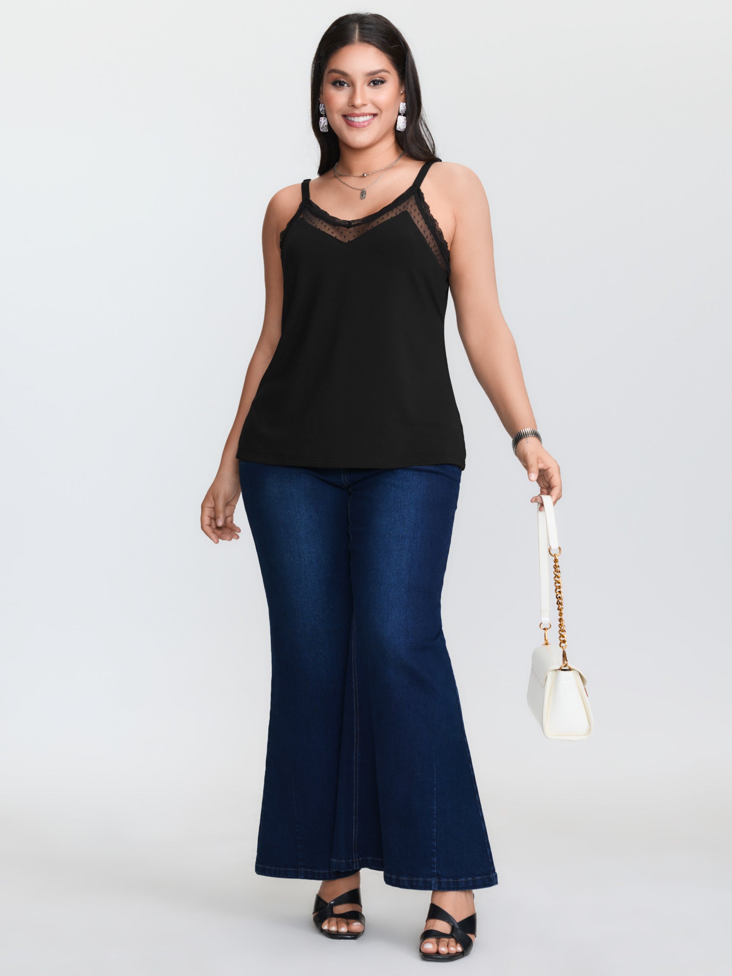 Plus‑size Black Knitted Camiso - đánh giá và giá Cami Top Lace