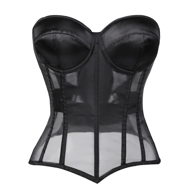 Black Strapless Mesh See-Throu - đánh giá và giá Corset Waist Cinch